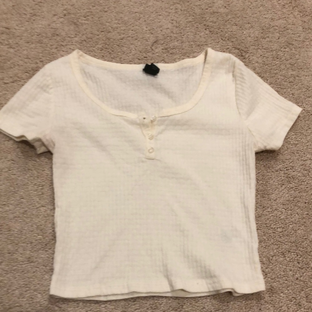 Women’s cream crop top with buttons